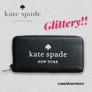 NWT Kate Spade Glitter Continental Pebbled Leather Wallet